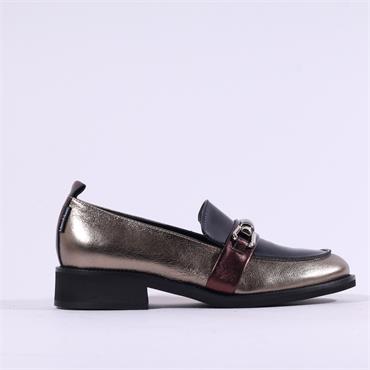 Marco Moreo Maura Classic Link Loafer - Gold Black